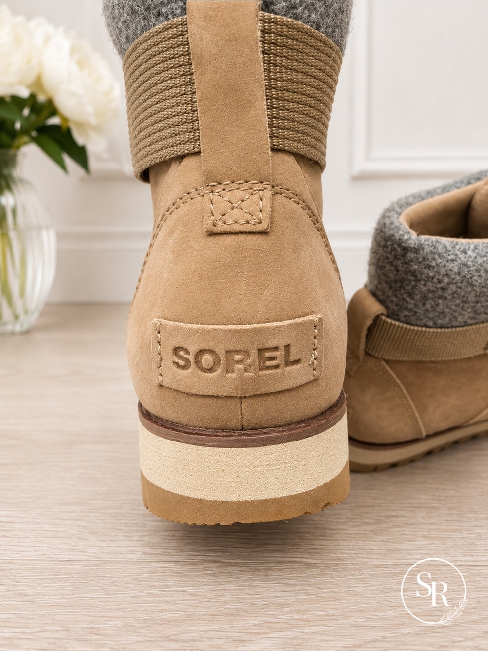 Sorel Harlow Conquest Waterproof Wedge Ankle Boots Sandy Tan Gray Sz 9 NWOB - Picture 5 of 9